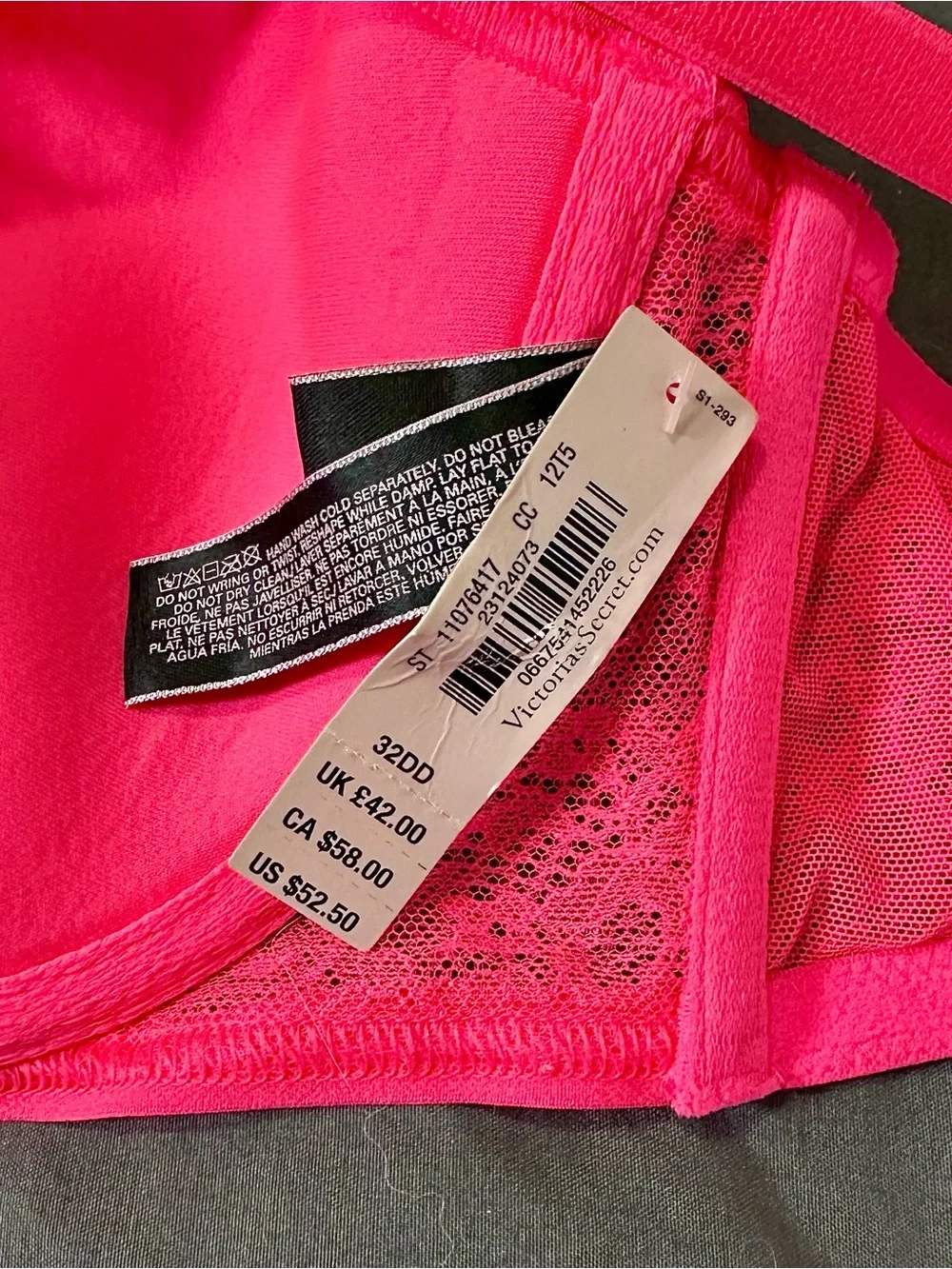 Victoria’s Secret Very Sexy Neon Pink Lace Bra & Panty Set 32DD Medium NWT Y2K - Picture 2 of 9